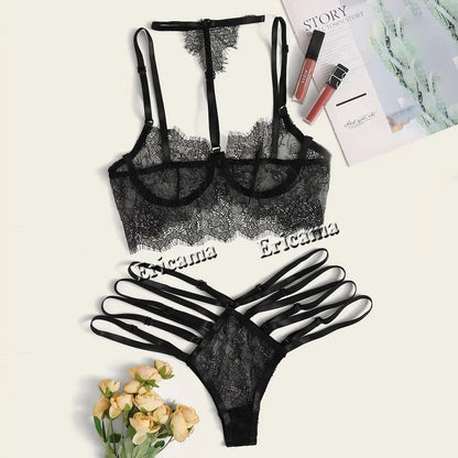 Transparent Eyelash Lace Lingerie Set