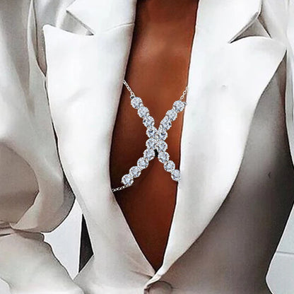 Women Rhinestone Chest Bracket